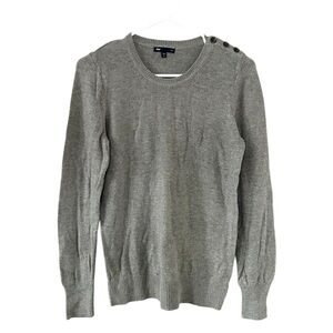 GAP Gray Button Accent‎ Rabbit Hair Crewneck Sweater
